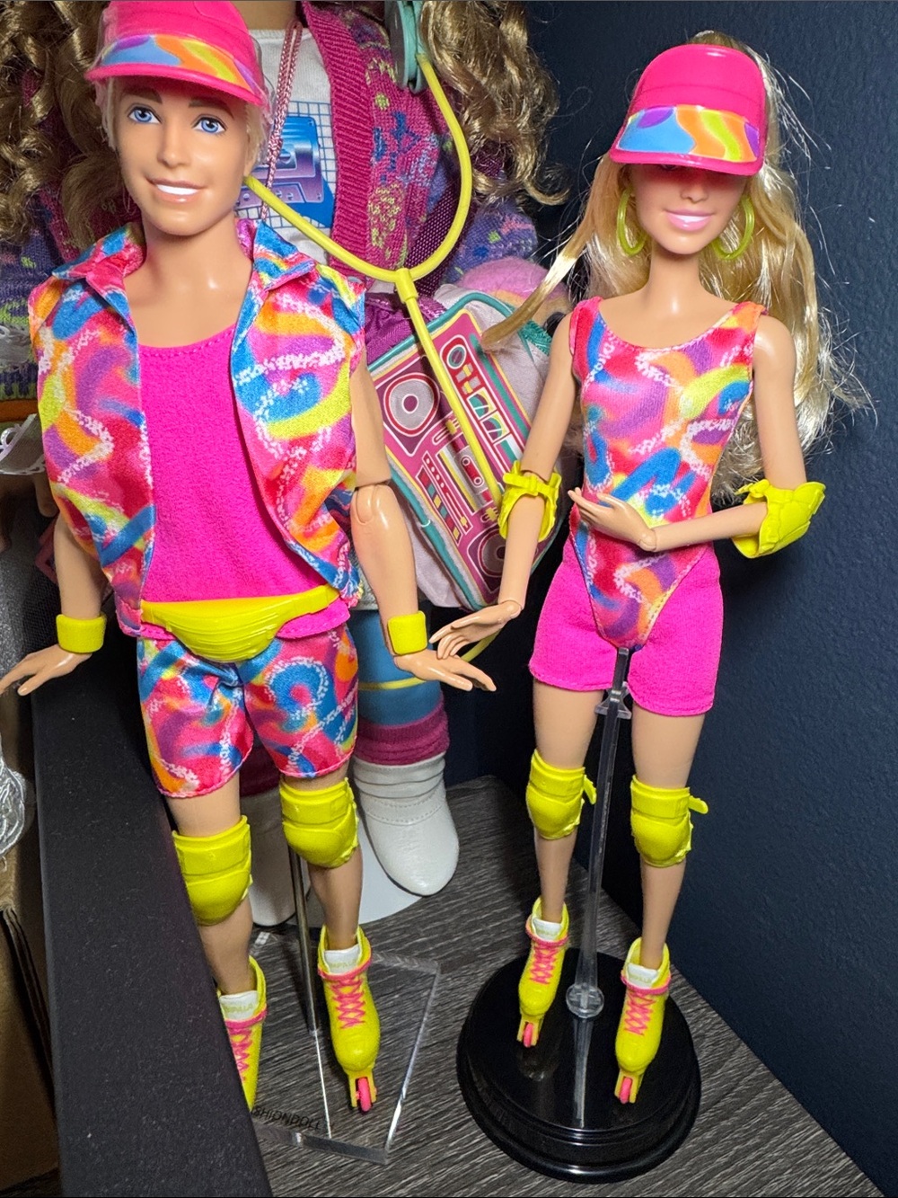 Barbie Neon Pink & Multicolor Fitness Roller Skate Doll